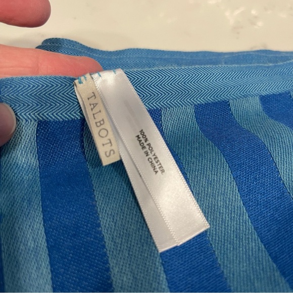 Talbots Blue Teal Dots & Stripes Scarf - Picture 7 of 7